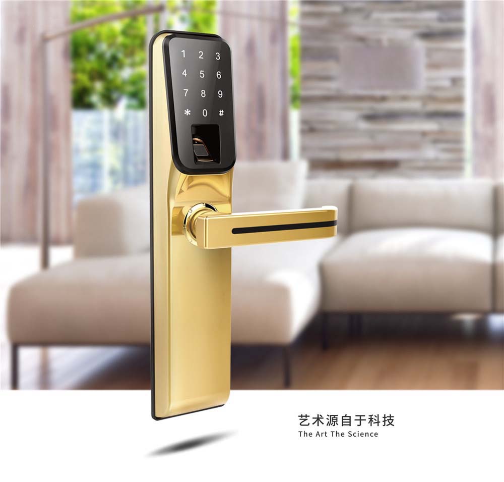 C5 Luxury Gold Intelligent smart fingerprint card password door lock