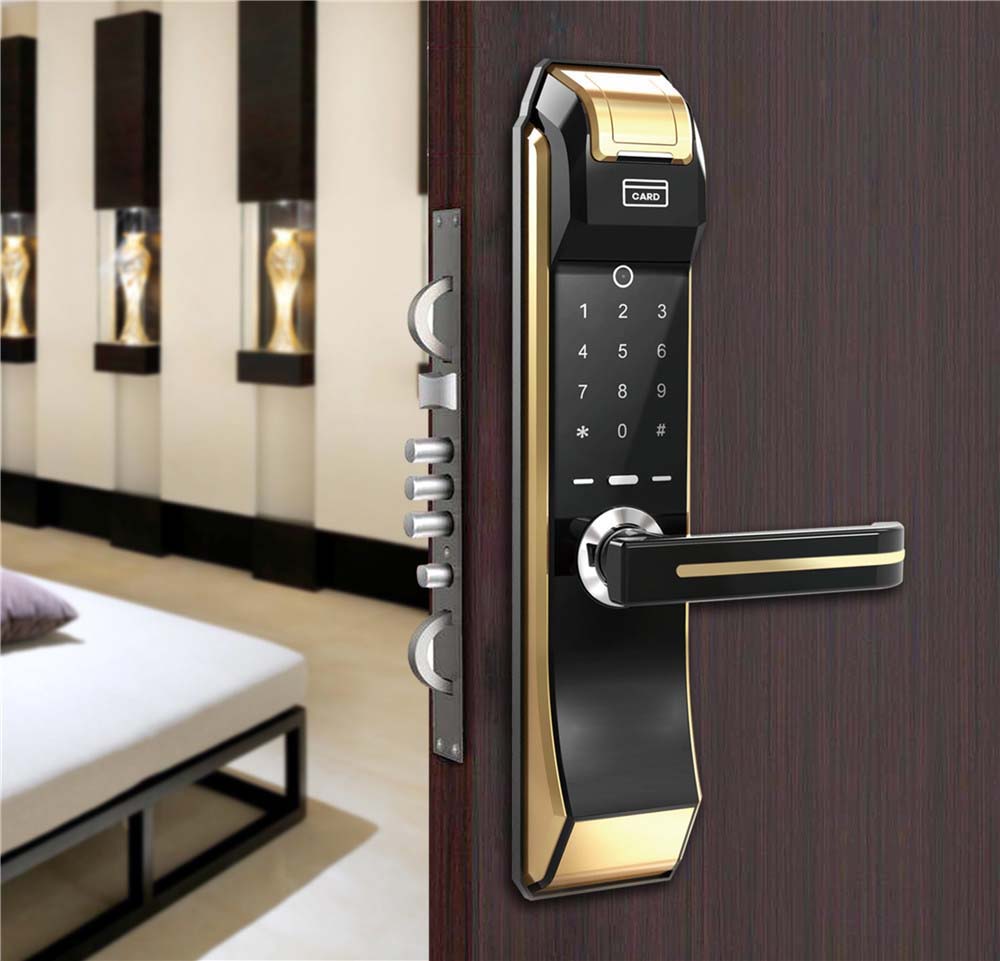 C6 Luxury Gold Intelligent smart fingerprint card password door locks