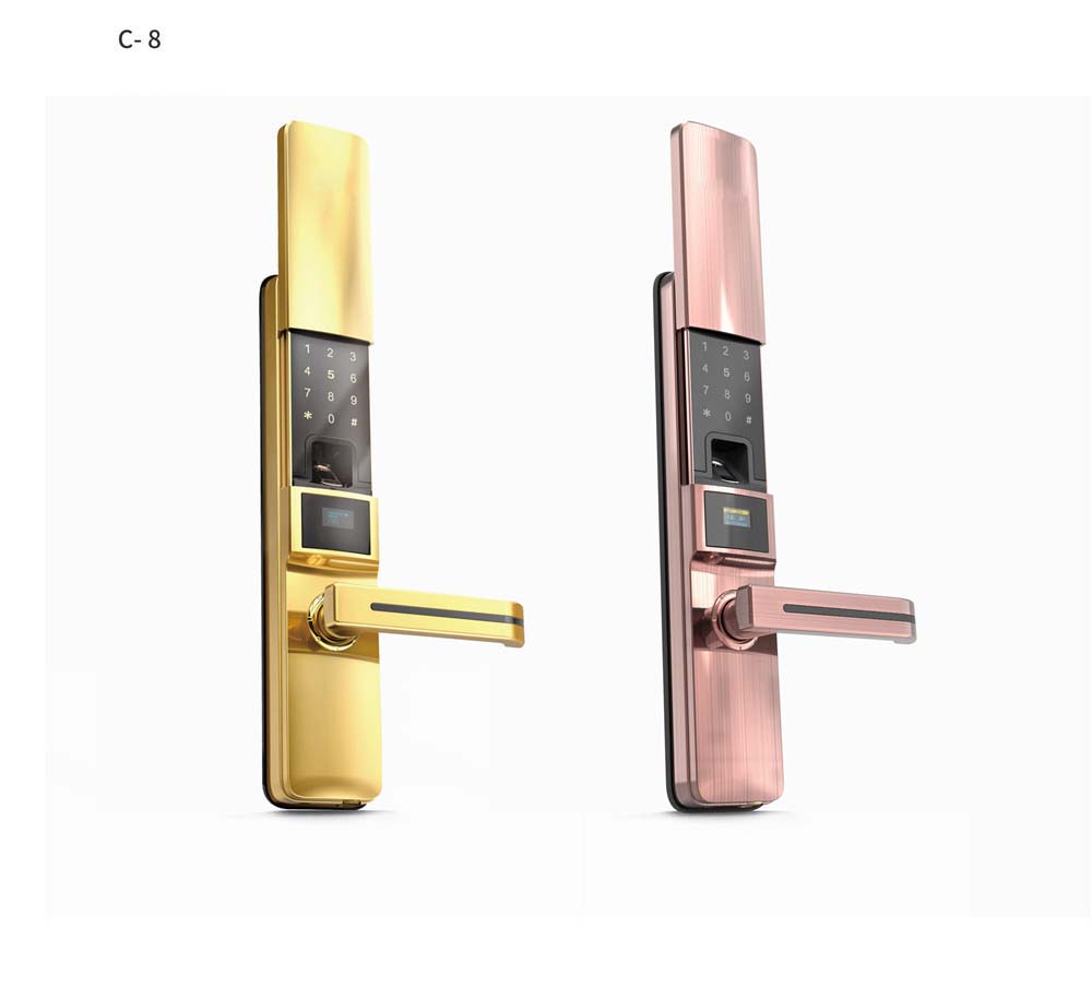 C8 Luxury Gold Intelligent smart fingerprint card password door locks