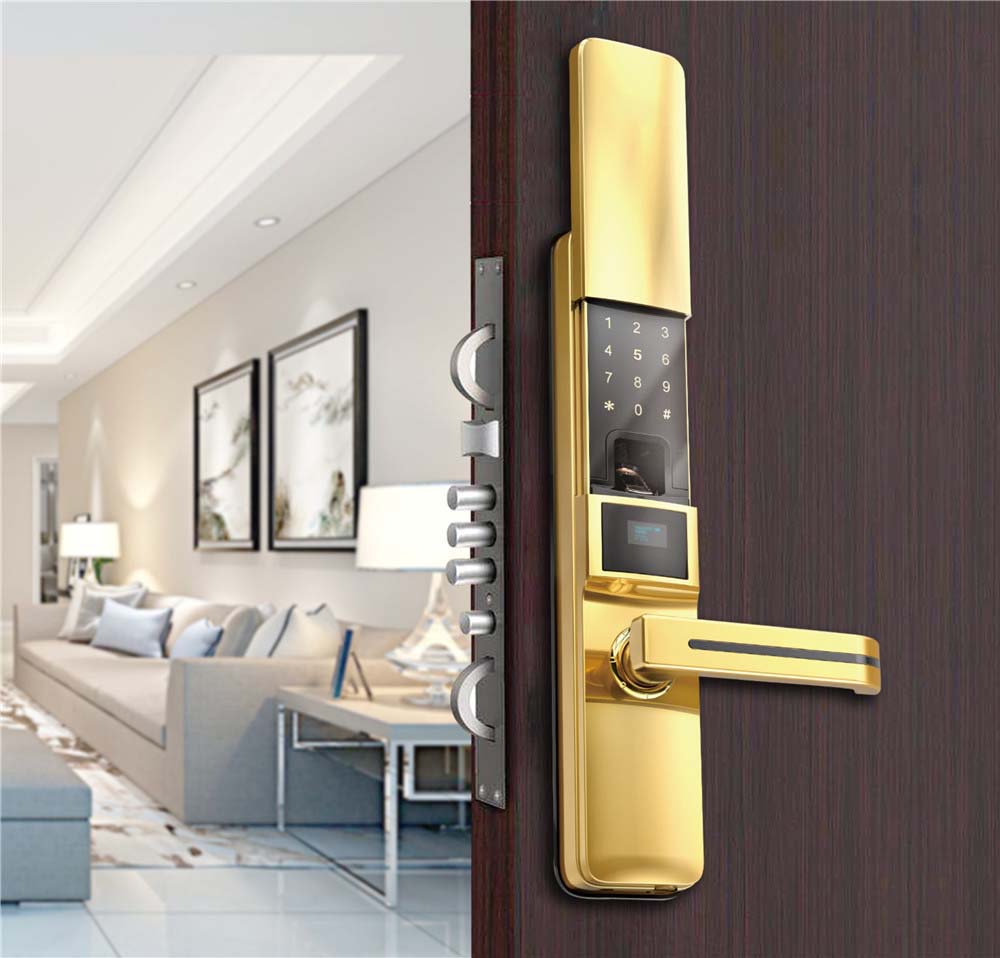 C8 Luxury Gold Intelligent smart fingerprint card password door locks