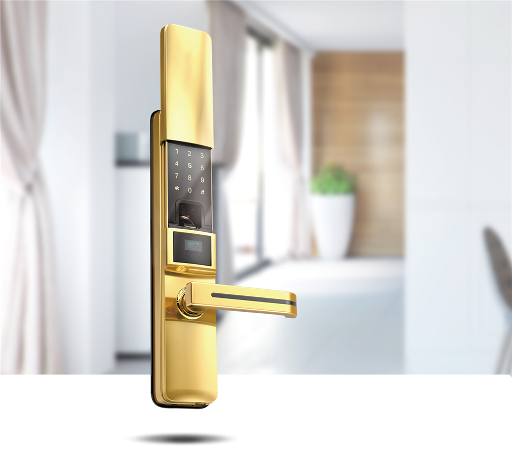 C8 Luxury Gold Intelligent smart fingerprint card password door locks