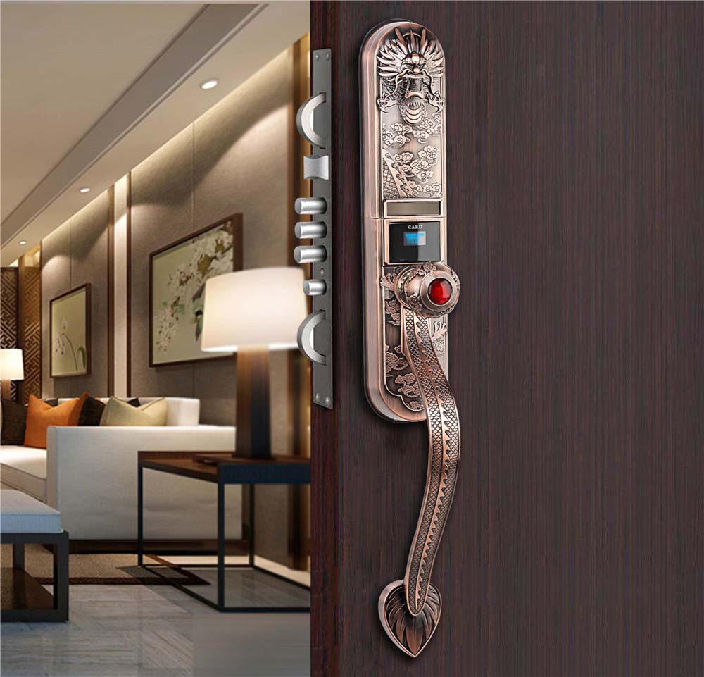 V8 Bronzed Intelligent smart fingerprint card password door locks