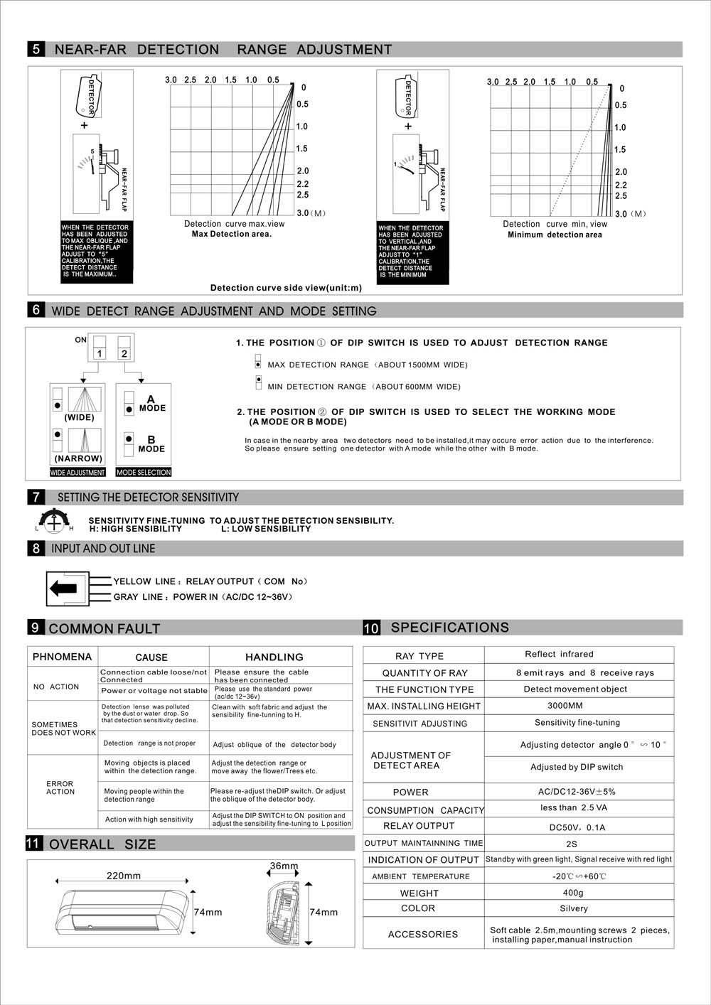 M-204E Reflective Type Infrared Detector