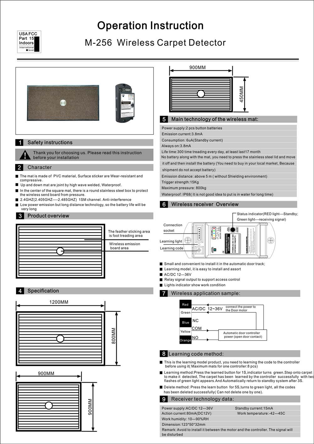 M-256 Wireless Carpet Detaector 