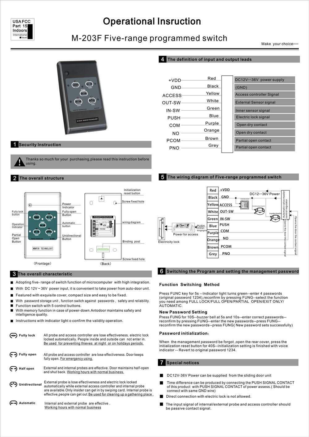 M-203F Five-Range Programmed Switch 