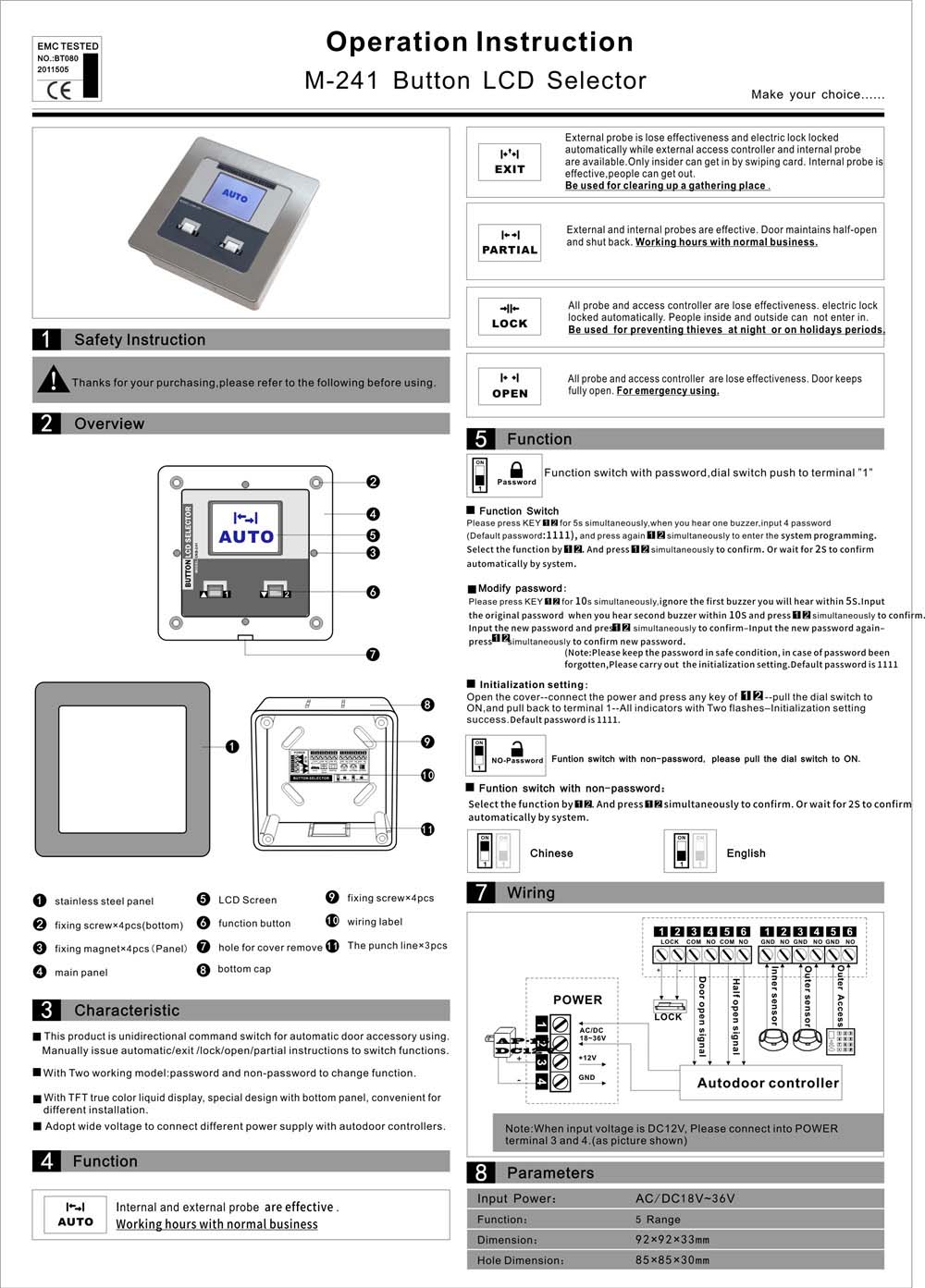 M-241 Button LCD Selector