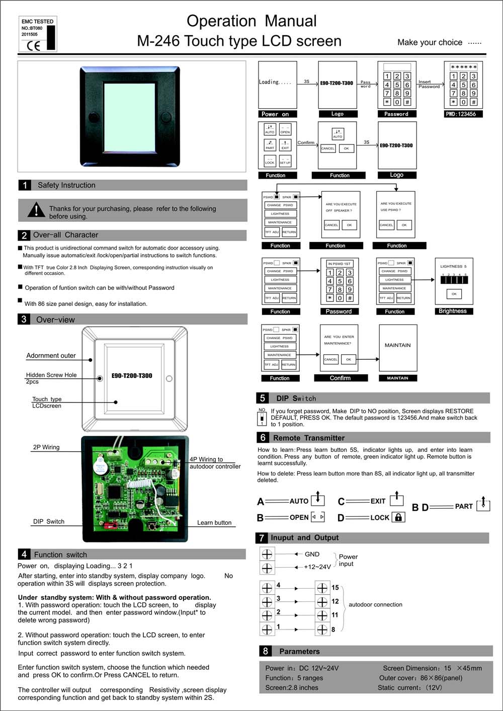 M-246 Touch Type LCD Screen 