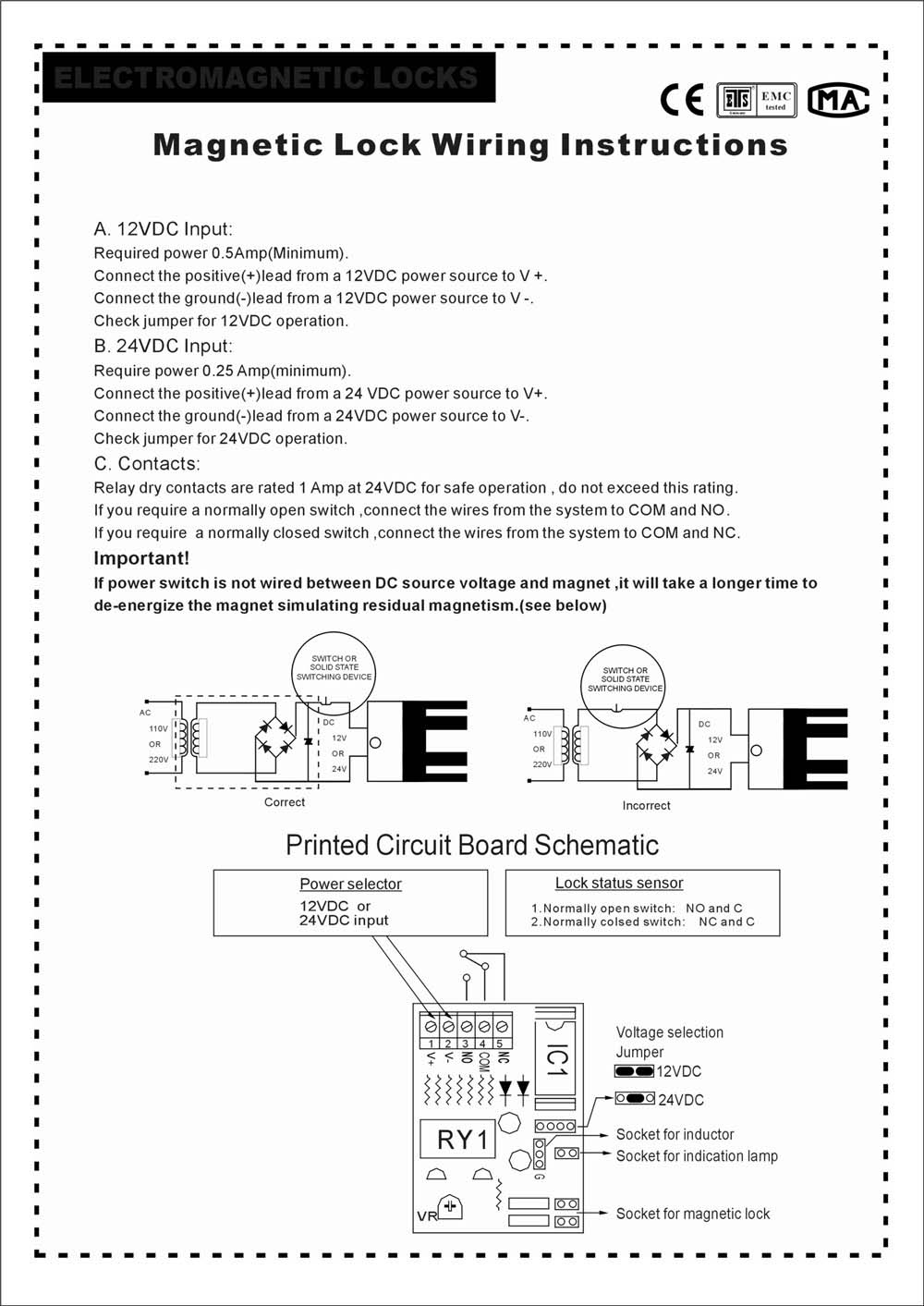 M-213F Automatic Door Magnetic Lock